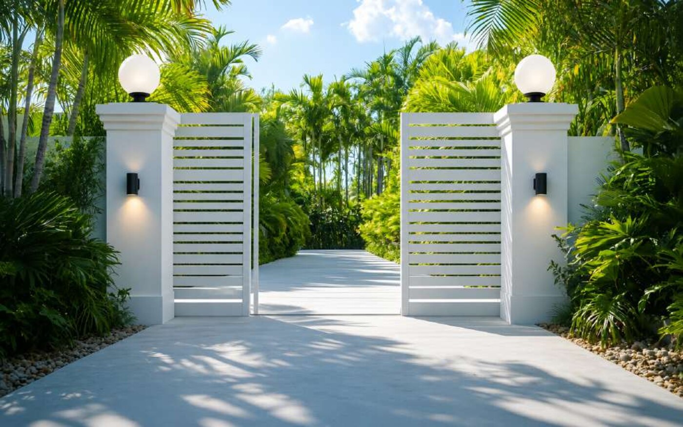 Đèn trụ cổng tại lối vào biệt thự